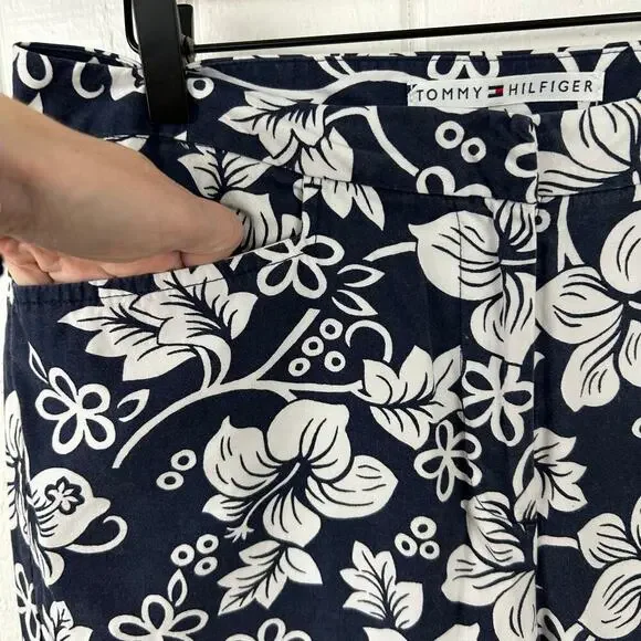 Tommy Hilfiger Floral Crop Pants Preppy Coastal Capri Trousers Women 8 - Picture 2 of 7